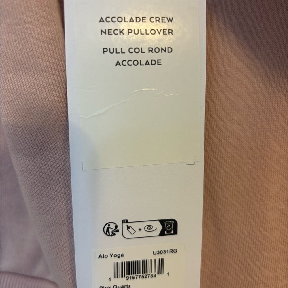 NWT limited, sold-out color ALO Yoga Accolade pullover in pink quartz size M - Picture 8 of 8